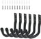 6 crochets muraux - support vélo mural robuste, porte-vélo mural noir pour garage, crochets en J pour échelle, rangement vélos, outils électriques, tuyaux d’arrosage, chaises pliantes - 9 cm x 11 cm