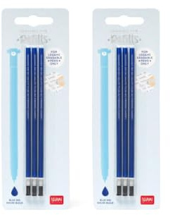 Legami - Gelschreibermine radierbar, Set 6 Stück, Höhe 13 cm, Thermosensible Tinte, Blau, Spitze 0,7 mm (2er Set Blau)