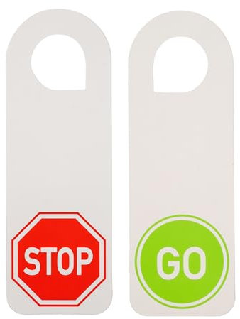 Door hanger STOP & GO, 2 pieces, 28 x 10 cm, thick 350g/m² paper, door sign for office, practice, school, meeting room, treatment, study, room sign paper hanger handle, knob door