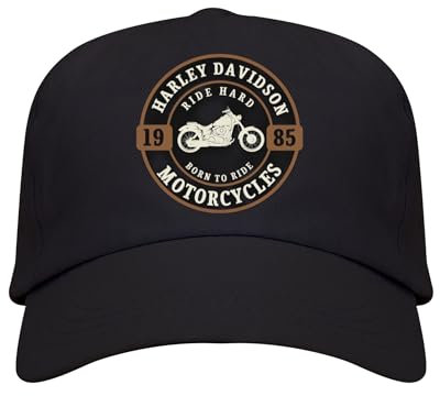 Gorra de Béisbol Negra para Hombre - Estilo Motociclista Harley - Ajustable, 100% Algodón Eco de Alta Densidad (340 g/m²) - Regalo Ideal para Fans de Motos