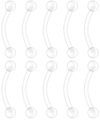 Besyvvin Plastik Curved Barbells 1,2mm Piercing Lippe Vertical Labret Septum Augenbrauen Rook 10mm Flexibel Kunststoff