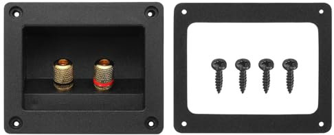 sourcing map 2Pcs 3 Inch Square Speaker Box Terminal Cup, 2-Way Subwoofer Plug Connector Double Binding Posts Spring Loaded Jack for Car Stereo Speaker Wire Sub Box