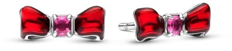 Pandora Disney Schneewittchen Schleife Ohrstecker aus Sterling Silber mit künstlich hergestellten Kristallen, 293779C01