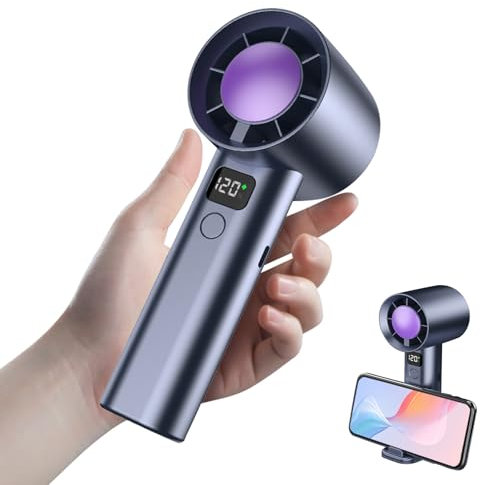 Sinmaklin Hand Held Fan, Mini Turbo Fan, High Speed(1-120) Adjustable Portable Powerful Fans Handheld, 2025 New Rechargeable USB Personal Fans with LED Display for Travel/Camping/Indoor/Outdoor