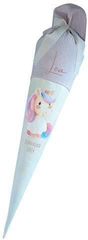 Generisch Stoff Schultüte personalisiert mit Wunschmotiv und Namen (rosa)