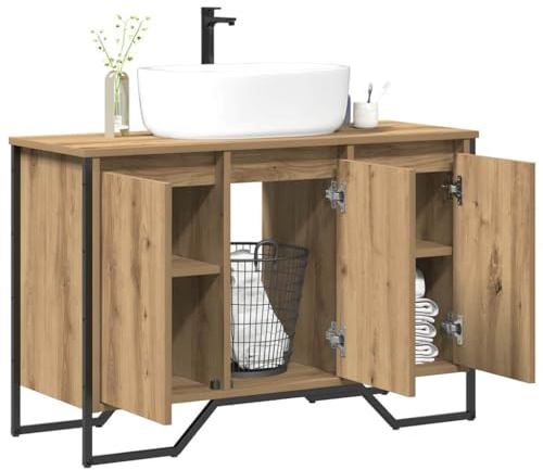 vidaXL Waschbeckenschrank Artisan-Eiche 91 x 35 x 60 cm Holzwerkstoff | Das moderne Design bietet dir eine coole Möglichkeit, deine Badutensilien ordentlich zu verstauen,