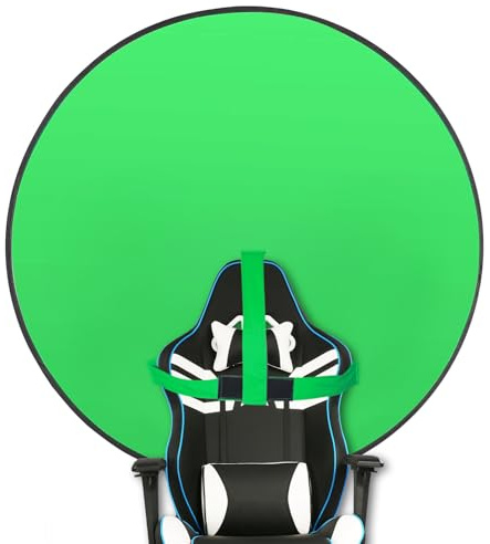 Greenscreen Hintergrund – Tragbarer 145 cm Doppelseitiger, Faltbarer und Reversibler Chroma Key – Perfekt für Zoom, Streaming, Fotografie, Videochat, Gaming & Meetings – Keine Spur