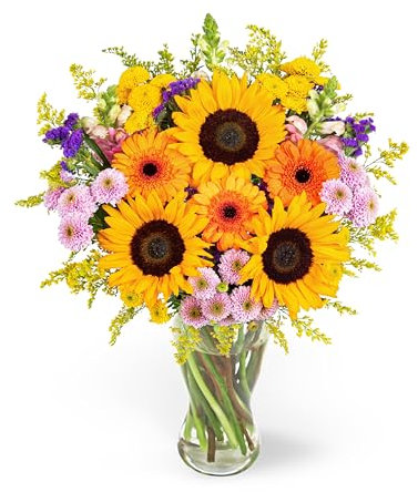 Flowers with Vase - Stunning British Sunflower Bouquet - Delivered for Birthdays & All Occasions!