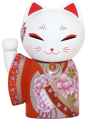 Kimmidoll Maneki Neko Figur Japanische Kimono Glückskatze Puppe Dekoration Interior Collection 8.9 cm Beckoning Cat (HARU)
