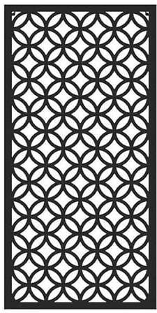 Metal Garden Screen Geometric Circles Black 60x120cm Fence Wall Decor Panel