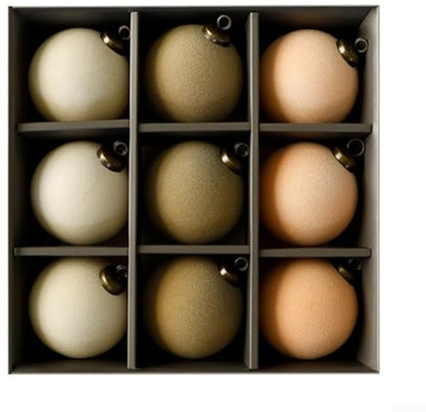 Accarugty Weihnachtskugel-Set mit beflockten Ornamenten für Baum, Kranz und Outdoor-Dekoration, weiß, braun, grün, grau, Set, Ringe zum Aufhängen im Lieferumfang enthalten (D)