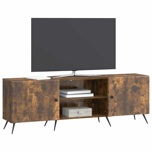 vidaXL TV-Schränk Geräucherte Eiche 150 x 31 x 50 cm Holzwerkstoff, Vintage Lowboard, rechteckige Medieneinheit, viel Stauraum, Holz, Cooler Organizer für Dein Wohnzimmer