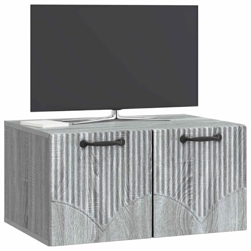vidaXL Wandmontierter TV-Schrank Graues Sonoma 59,5 x 41 x 30 cm, Moderner Wohnbereich, Rechteckiger Wandschrank, Viel Stauraum, Schlichtes Design für die Haushaltsorganisation