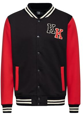King Kerosin Herren College Jacke Varsity Jacket Sweatjacke 50s Rockabilly Racing Retro Cartoon Comic Stickerei Patch Chenille Druckknopf Faster Than The Wind