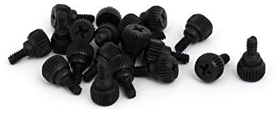 sourcing map PC Computer Case Metal Thumbscrews Thumb Screws Black 20pcs