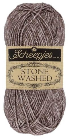 Scheepjes Stone Washed Garn 50 g – 829 Obsidian Braun, Baumwoll-Acryl-Mischung, weicher Vintage-Effekt