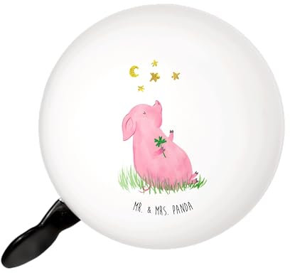 Mr. & Mrs. Panda XL Fahrradklingel Schwein Glück - Geschenk, Schweinchen, Motivation, fahrradklingel groß, lustige Sprüche, Glücksschwein. Glück,
