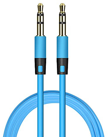 GORILLAPLANET 1.2M Aux cable 3.5mm Male Stereo Jack To Jack Audio Cable - Auxiliary for Cars, Headphones, iPhones, iPad, Laptops (Blue)