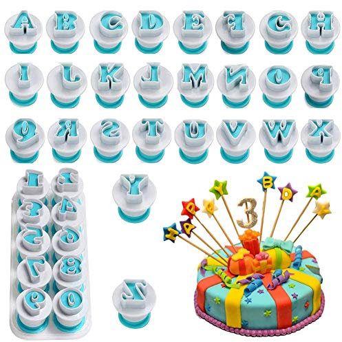 36 Pezzi Deliziosa Formina Per Biscotti Lettere e Numeri Taglierina Per Fondente Blu Strumenti Per Biscotti Fondente Set di Stampi Per Dolci Alfabeto Decorazione Torta Set di Accessori Per La Cottura