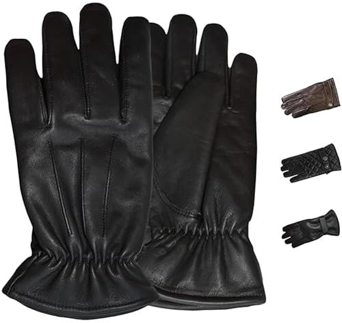 German Wear Herren Lederhandschuhe Lammnappa Handschuhe aus echtleder winter Handschuhe Trendgl-4 Schwarz - 7=S Handumfang 19cm