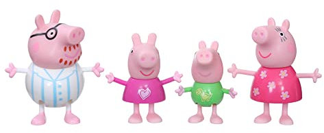 Peppa Pig Peppa's Adventures Peppa's Family Bedtime Figure 4-Pack in Pajamas, Ages 3 and Up