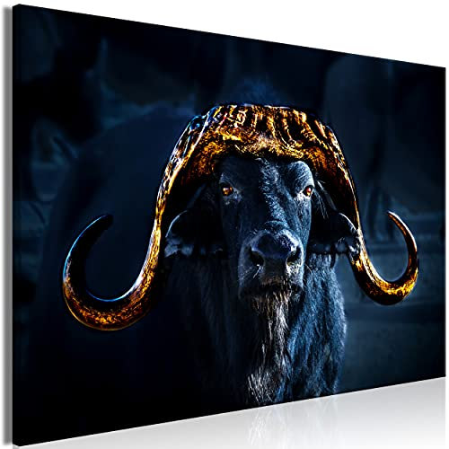 decomonkey Bilder Stier Tiere 90x60 cm 1 Teilig Leinwandbilder Bild auf Leinwand Vlies Wandbild Kunstdruck Wanddeko Wand Wohnzimmer Wanddekoration Deko Abstrakt