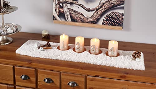 Tischläufer Kunstfell Größen und Ausführungen, Tischand, Mitteldecke (beige, 20x90 cm)