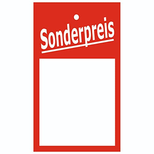 500 Kartonetiketten, 35x60mm, einzeln geschnitten, beschreibbares Textfeld, weiss-rot, Sonderpreis| PB-Onlinehandel