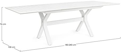 Kenyon weiß ausziehbarer Gartentisch 180/240 x 100 cm