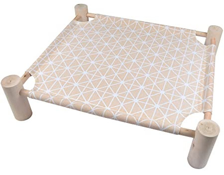 Love Story, Hängematte mit Füßen aus Holz, Polyester, 53 x 48 x 13 cm, Boho Katze, Natur