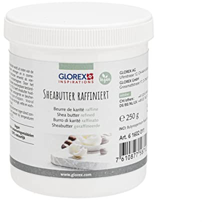 GLOREX 6 1602 011 Raffinierte Sheabutter 250g, natürlich und vegan, für die Herstellung von haushaltskosmetik