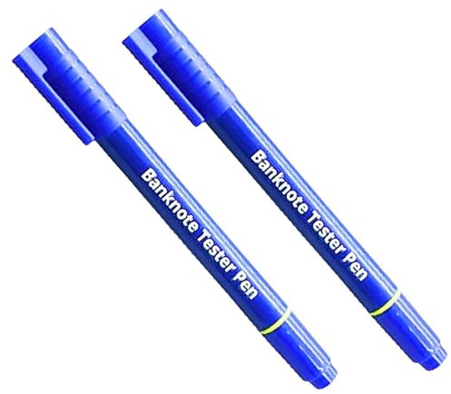 Stylo Détecteur de Faux Billet en 2 Secondes | LOT DE 2 | 2 en 1 | Vérificateur de billets + Stylo bille inclus | Feutre pour billet transport facile | Testeur espèce | Detecteur billet banque | EUROS