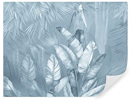 Tapeko - Papier Peint Panoramique 260x180 cm 3D Effet style Jungle Tropical Feuilles Plantes Papier Peint intissé Chambre Salon Décoration Murale u50468v3