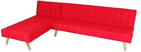 Mendler Ecksofa HWC-K38, Sofa Klappsofa, Liegefläche Links/rechts, Stoff/Textil Massivholz MVG Zertifiziert 256cm - rot