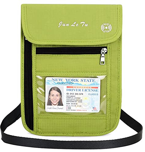 Tyuodna Brustbeutel mit Sichtfenster,Reisepass Tasche mit RFID,Reisedokumententasche für Herren und Damen,Reiseunterlagen Organizer für Bargeld, Karten, Schlüssel und Reisepass (Grün)