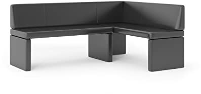 GREKPOL Eckbank Olga Küchenbank Sitzecke Kunstleder pflegeleicht (Schwarz rechts, 128x168cm)