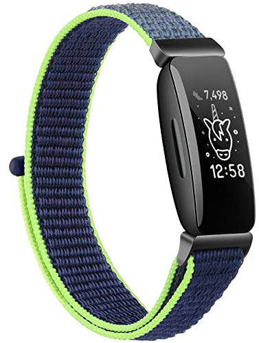 Nylon-Armband Ace 3, kompatibel mit Fitbit Ace 3, für Kinder, Jungen, Mädchen, weich, hautfreundlich, atmungsaktiv, Ace 3 Bänder für Kinder, Uhrenarmband, Zubehör, lime, 8.7 Inches, Armband, Sport