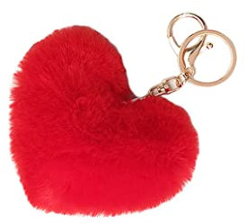 Porte-clés en forme de cœur en peluche pour couples, accessoires de voiture, sacs, boules poilues de qualité supérieure et créatif, taille M, autres pierres précieuses, conforme à l'image., M