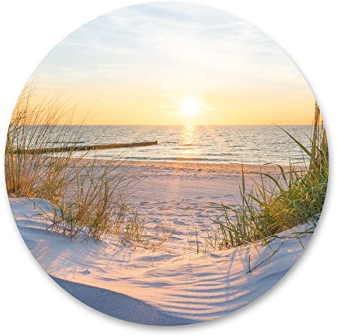 Muralo Graz Design - Adesivo da parete, motivo Cerchio, spiaggia, mare, tramonto, dune, paesaggio, cielo, natura 3D, per soggiorno, camera da letto, 100 cm x altezza 100 cm