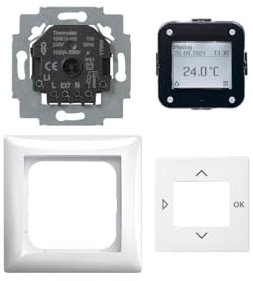 Busch-Jaeger 1098 UJ-914 Komplettset Raumtemperaturregler-Timer Abdeckrahmen 1-fach Timer-Zentralscheibe Alpinweiß Balance SI 2CKA001032A0522