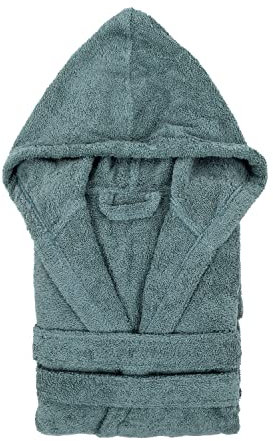 TRAMAS+ Peignoir de Bain 100% Coton Homme et Femme, 450g, Capuche, Ceinture Ajustable, 2 Poches, Haute Absorption, Doux et Confortable, Certifié OEKO-TEX - S, Verde Francés