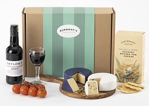 Snowdonia Cheese & Port Hamper - Taylor's 2017 Vintage Port and Cartwright & Butler Wafers - Snowdonia Rock Star Cave Aged & Truffle Trove Extra Mature Cheddar - Hamper Exclusive To Burmont's