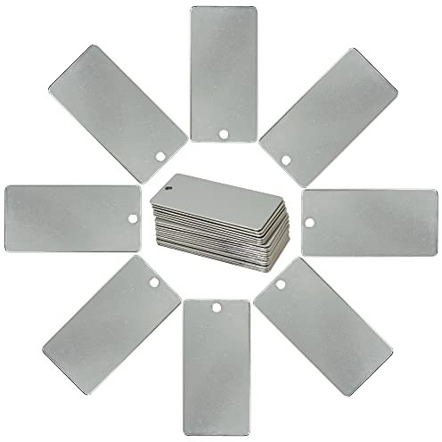 Gravurrohlinge, Stanzrohlinge, Edelstahl, rechteckig, blanko, 25 Stück (6 x 3 cm)