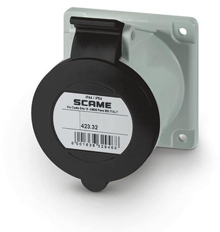 Scame - Prise à encastrer 3P+N+T 32A femelle clapet noir 480-500V 50/60Hz socle 75x75mm pour coffret 7h étanche IP44/54 EUREKA