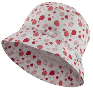 Sterntaler Babyhut Erdbeeren - Sonnenhut mit Größenregulierungsband aus Baumwolle - Schirmmütze bietet optimalen Sonnenschutz - ecru, 49