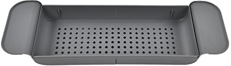 Badewannen-Organizer-Tablett, Erweiterbares Badewannen-Caddy-Tablett, PP-Badewannen-Tablett-Tisch, Multifunktionales Badewannen-Organizer-Gestell, Rutschfestes Badregal-Caddy-Tablett für(Grau)