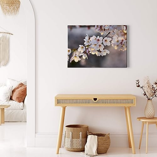 A.S. Création Leinwandbild Kirschblüten floral Blumen - Kunstdruck weiß rosa - 70x50 cm Querformat - moderne Wanddekoration Schlafzimmer Wohnzimmer Küche - Bild auf Keilrahmen