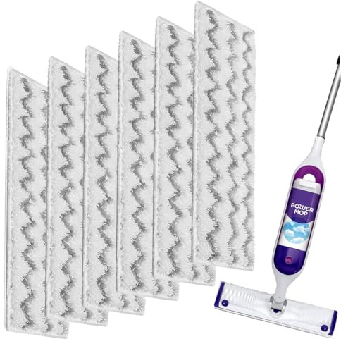 Upgraded Spray Mop Refills Pads for PowerMop, Reusable Mop Refill Pads Replacement Head for Power Mop, Microfiber Mopping Pads for Multi-Surface Floor Cleaning (Reusable 6 Packs)