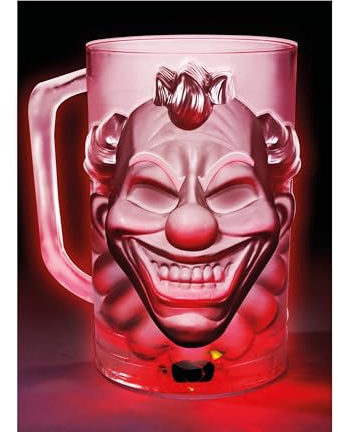 FIESTAS GUIRCA | Krug mit Licht (500 ml) (10x14 cm) - Tischdekoration für Halloween-Partys und Skelett-Feiern - Ideal für gruselige und thematische Umgebungen - Transparent