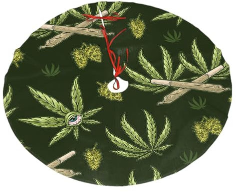 Weihnachtsbaumrock 121,9 cm Plüsch Baummatte Gras Rauch Augäpfel Baum Basis Abdeckung Weihnachtsdekoration Ornamente Xmas Party Dekor für Party Urlaub